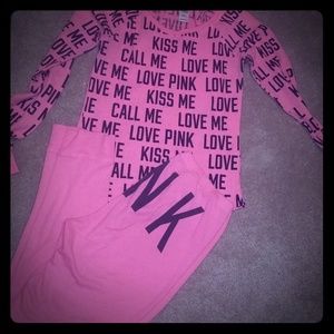 Victoria Secret Pink Script Thermal Pjs S/M